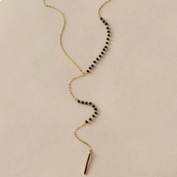 *Dina* Black Bead Long Necklace - Picture 3 of 5